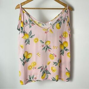 Flora Nikrooz Pink Lemon Floral Top Size L